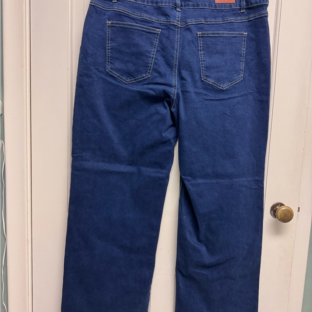 Sidefeel Women's Jeans High Waisted Stretchy, Wide Leg, Size 18, Navy Blue - Picture 7 of 8